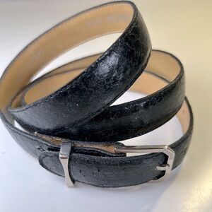 Vintage Genuine Snakeskin Belt. Silver Tone Buckle - Made in France. Size 40”.